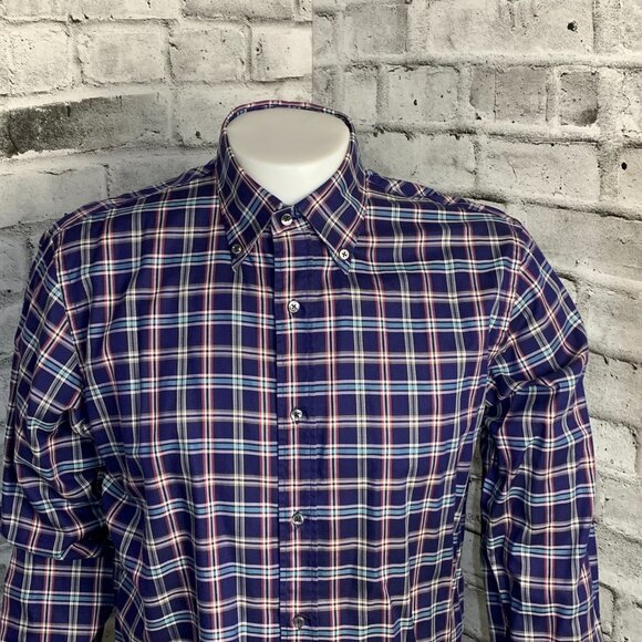Bergdorf Goodman Tailored Fit Plaid Casual Dress Shirt - Picture 2 of 11